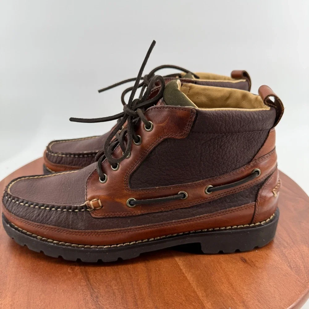 LL Bean Eastport Ranger Boots Mens 11 D Brown Leather Moc‎ Toe Lug Sole 244479